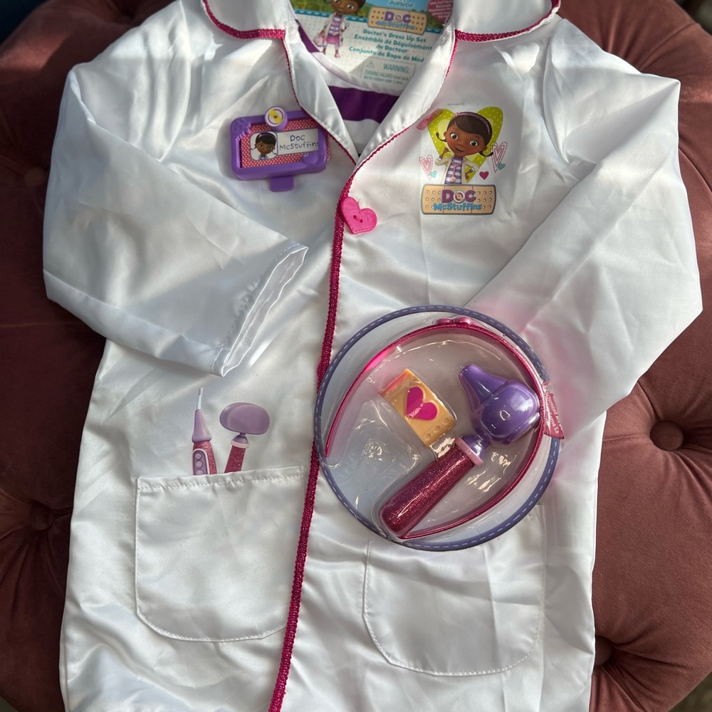 White Doctor Costume with Pink Trim